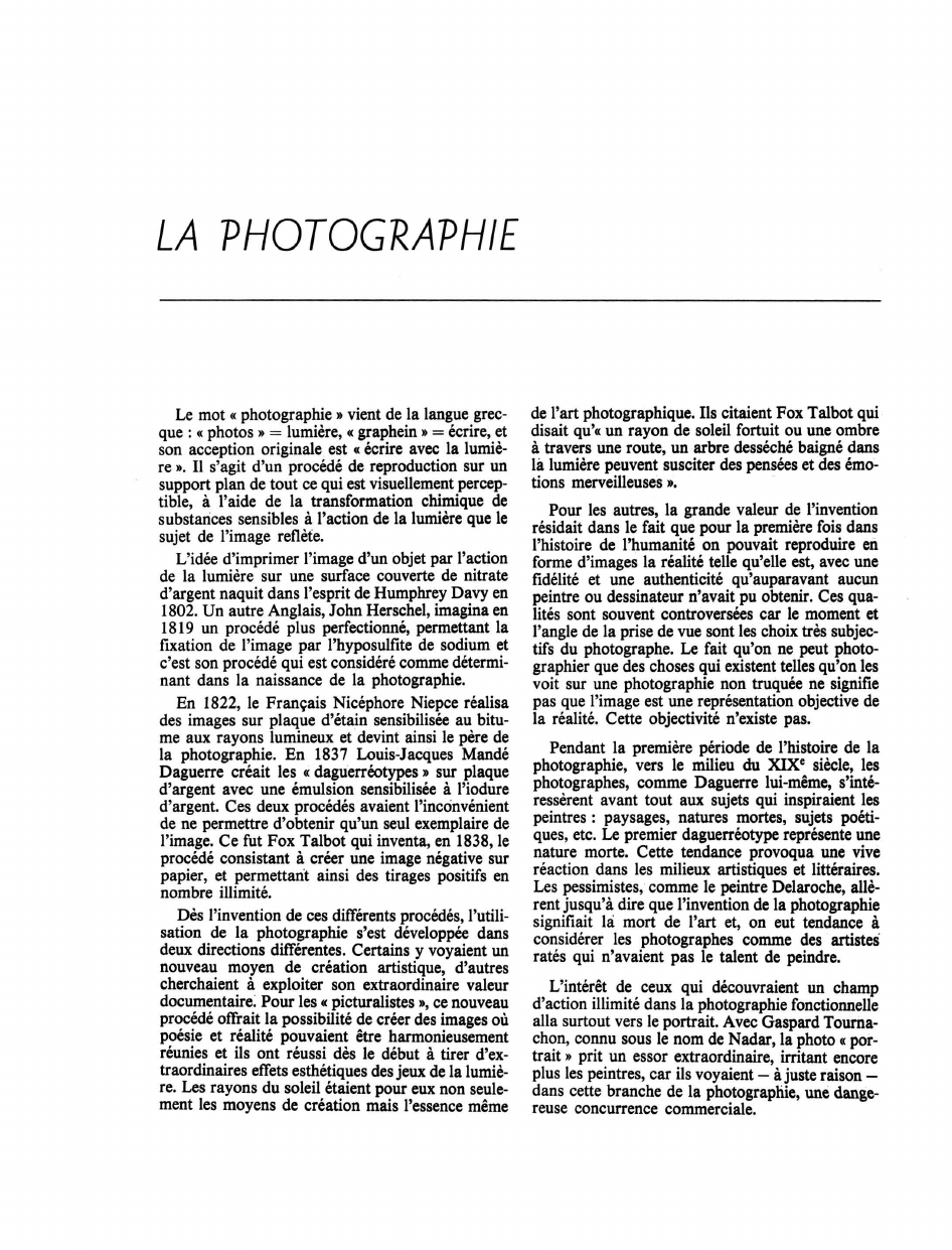 Prévisualisation du document LA PHOTOGRAPHIE