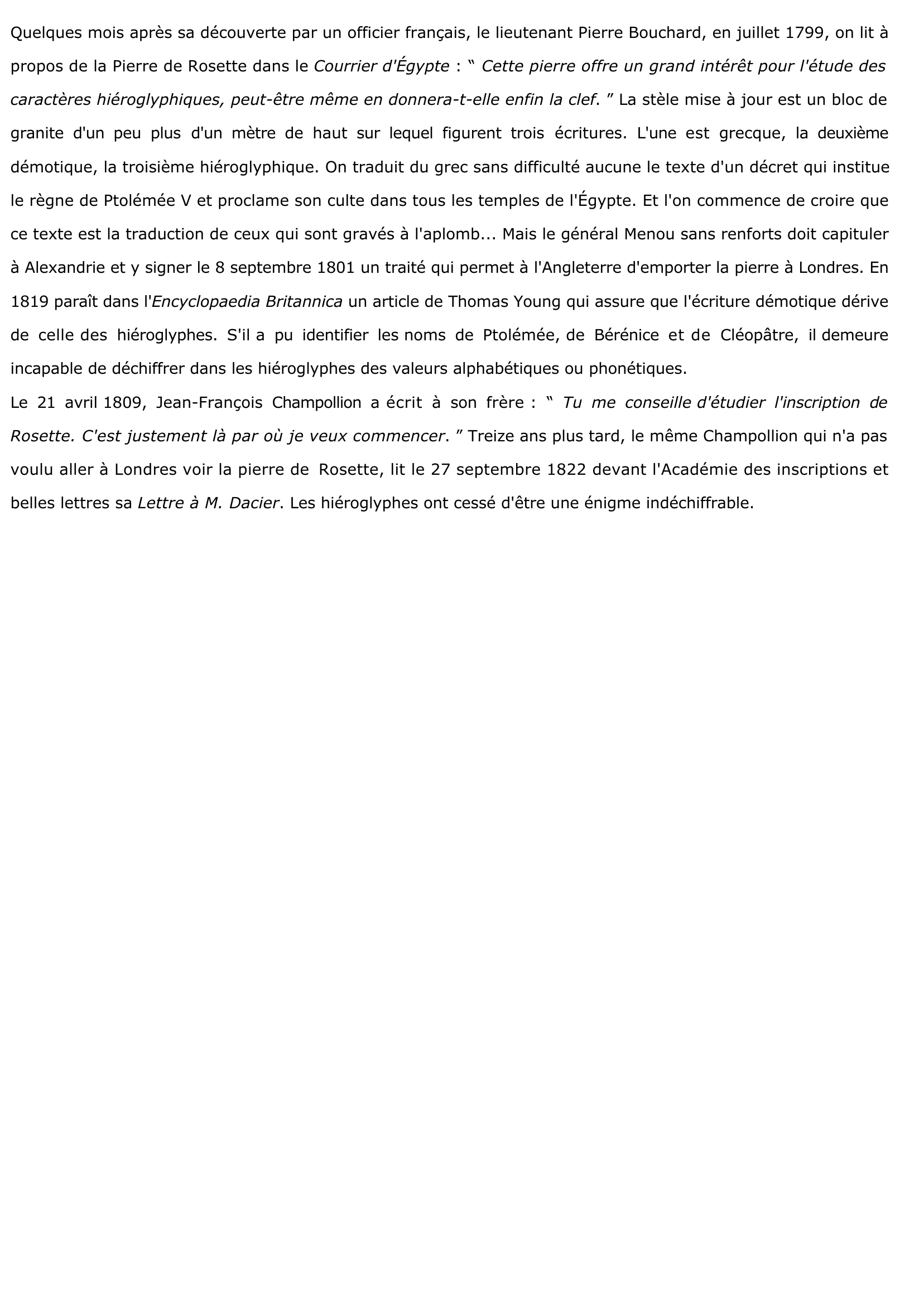 Prévisualisation du document La pierre de ROSETTE (Jean-François Champollion)