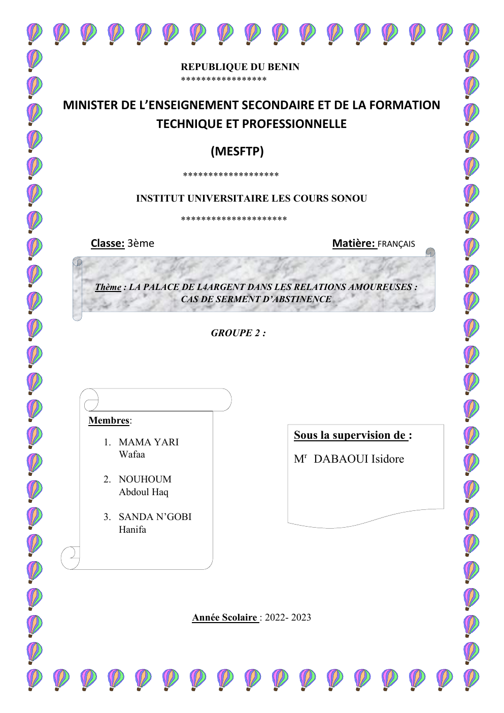 Prévisualisation du document La place de l'argent dans une relation amoureuse : cas de serment d'abstinence