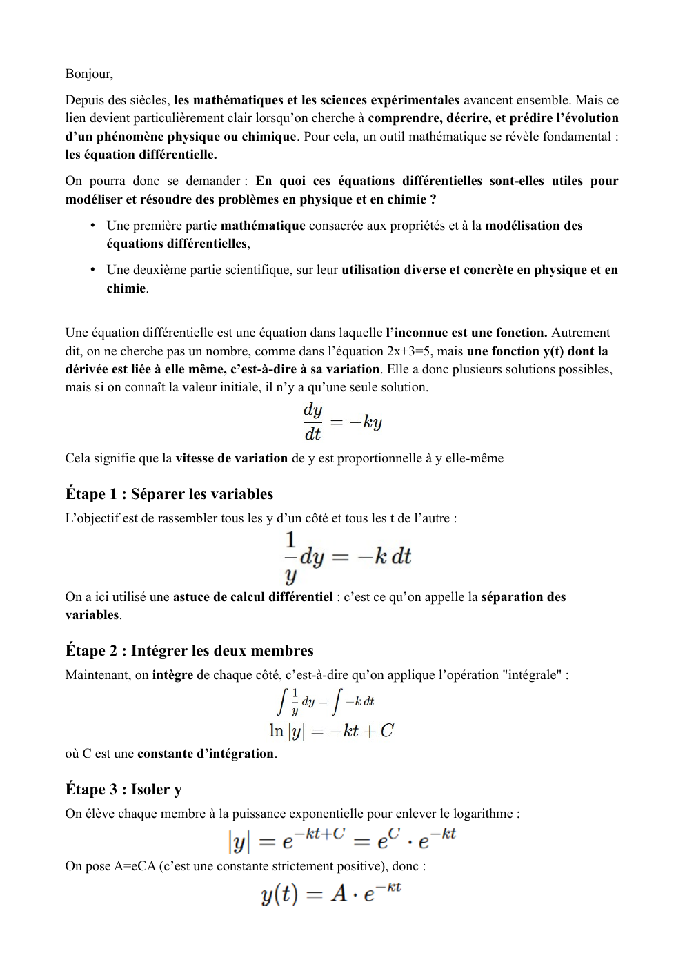 Prévisualisation du document La place des équations différentielle dans le monde de la science