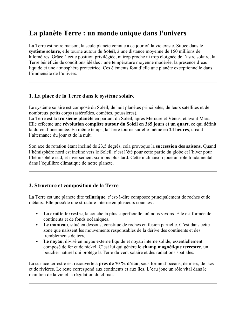 Prévisualisation du document La planète Terre : un monde unique dans l’univers