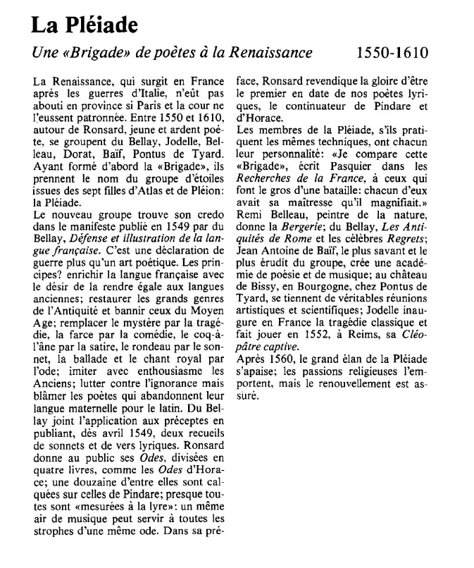 Prévisualisation du document La Pléiade.