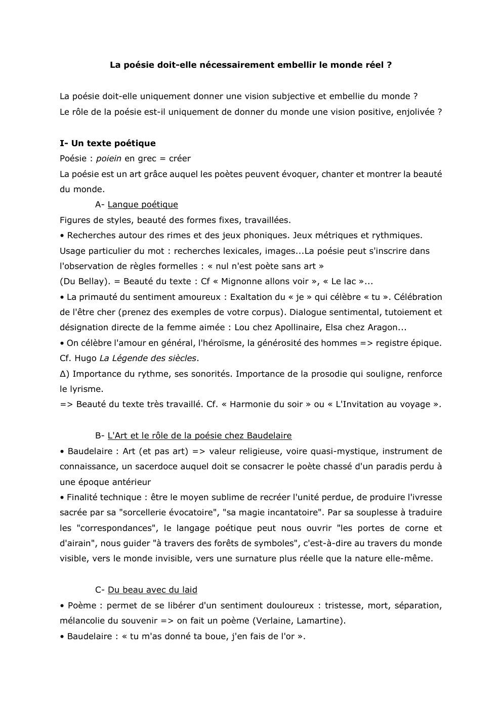 Prévisualisation du document La poésie doit-elle nécessairement embellir le monde réel ?

La poésie doit-elle uniquement donner une vision subjective et embellie du...