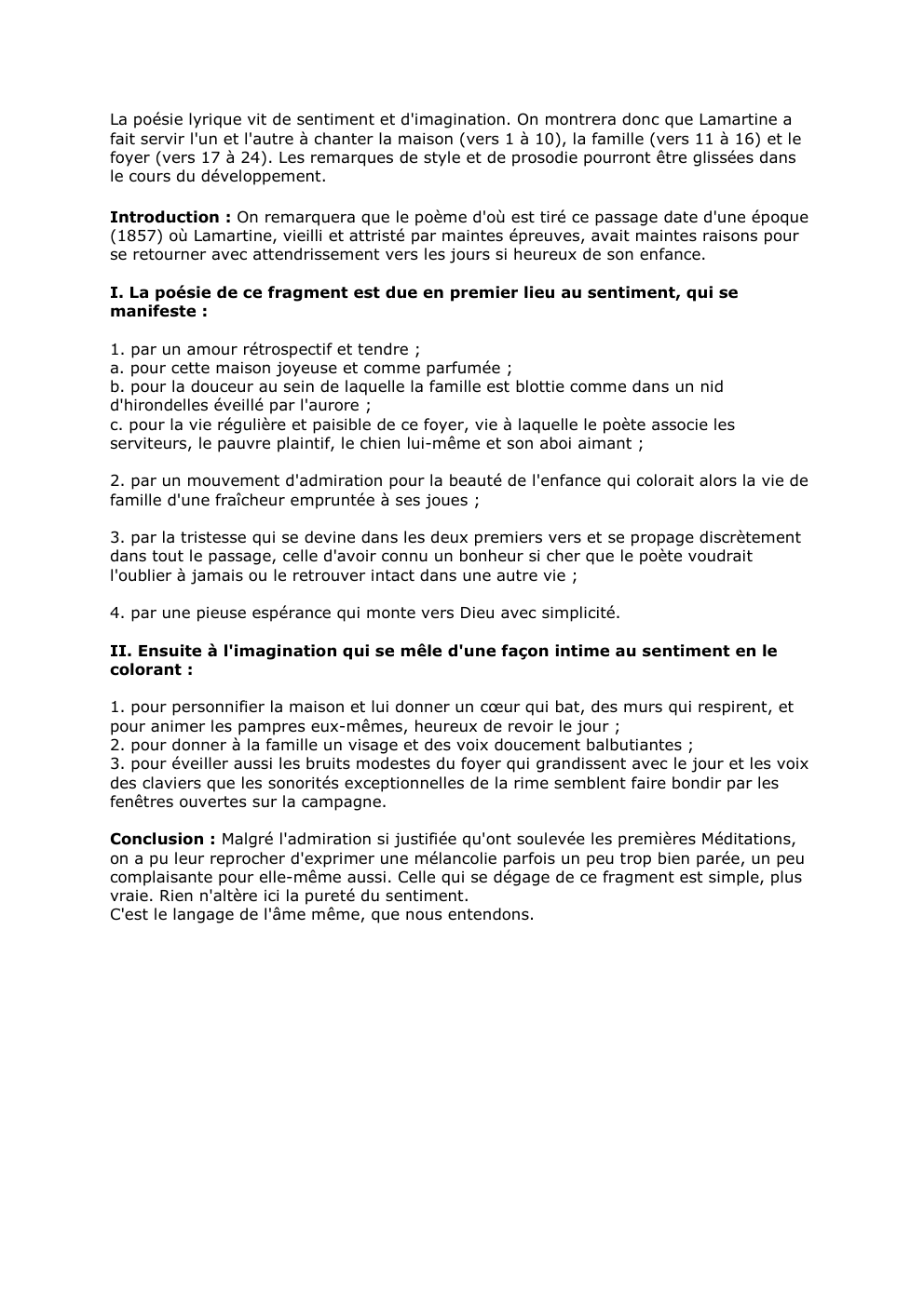 Prévisualisation du document La poésie lyrique vit de sentiment et d'imagination. On montrera donc que Lamartine a
fait servir l'un et l'autre à...