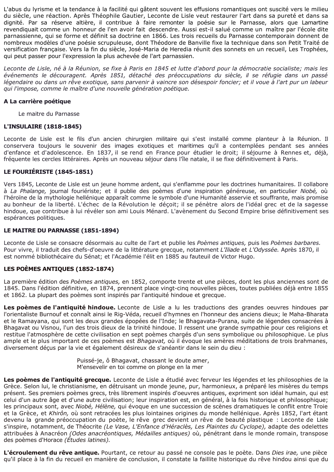 Prévisualisation du document 	La poésie parnassienne de Leconte de Lisle