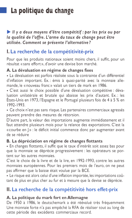 Prévisualisation du document ■

La politique du change

► Il y a deux moyens d'être compétitif: par les prix ou par
la qualité...