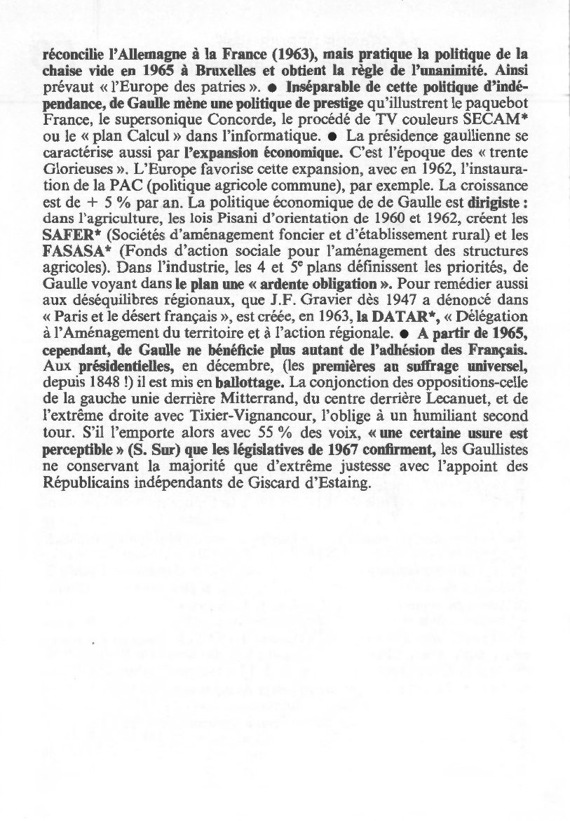 Prévisualisation du document LA POLITIQUE DU GÉNÉRAL DE GAULLE DE 1962 à 1968 (HISTOIRE)