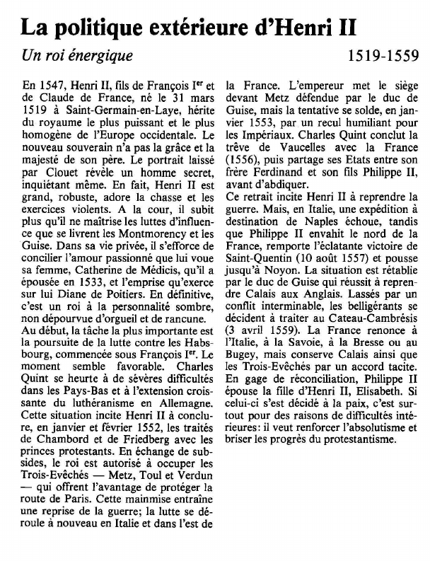 Prévisualisation du document La politique extérieure d'Henri IIUn roi énergique.