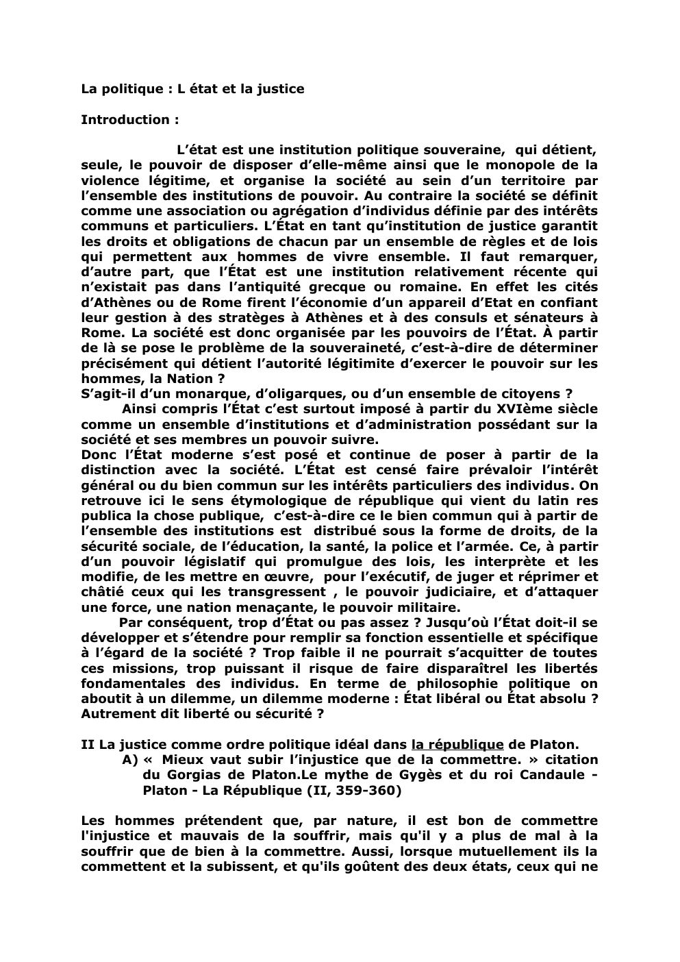 Prévisualisation du document La politique : L état et la justice