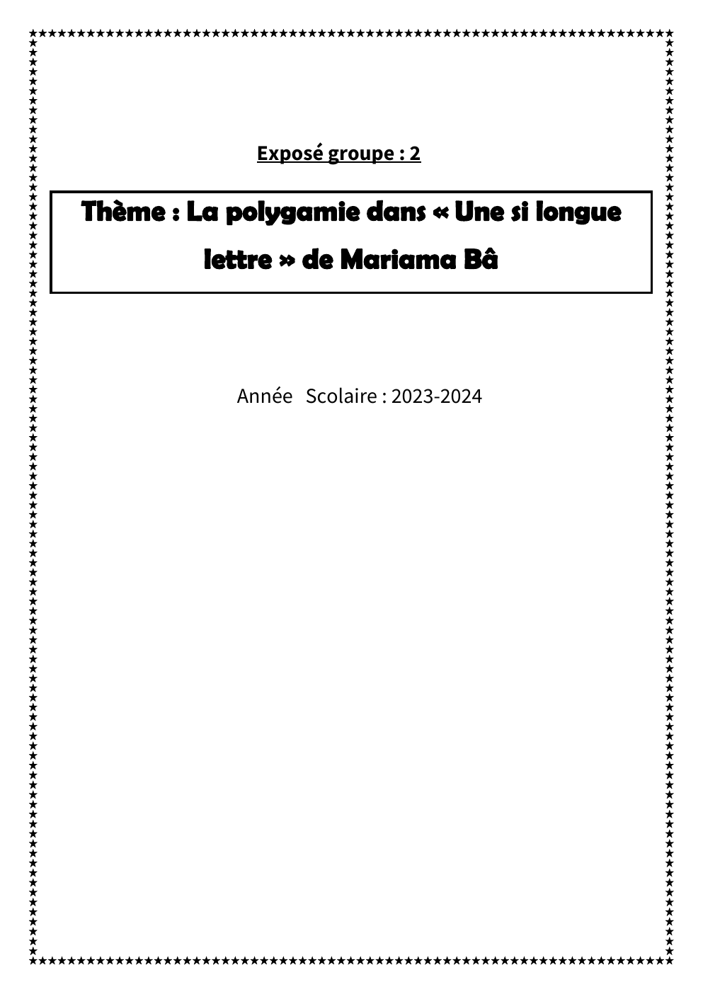 Prévisualisation du document La polygamie dans une si longue lettre (exposé)