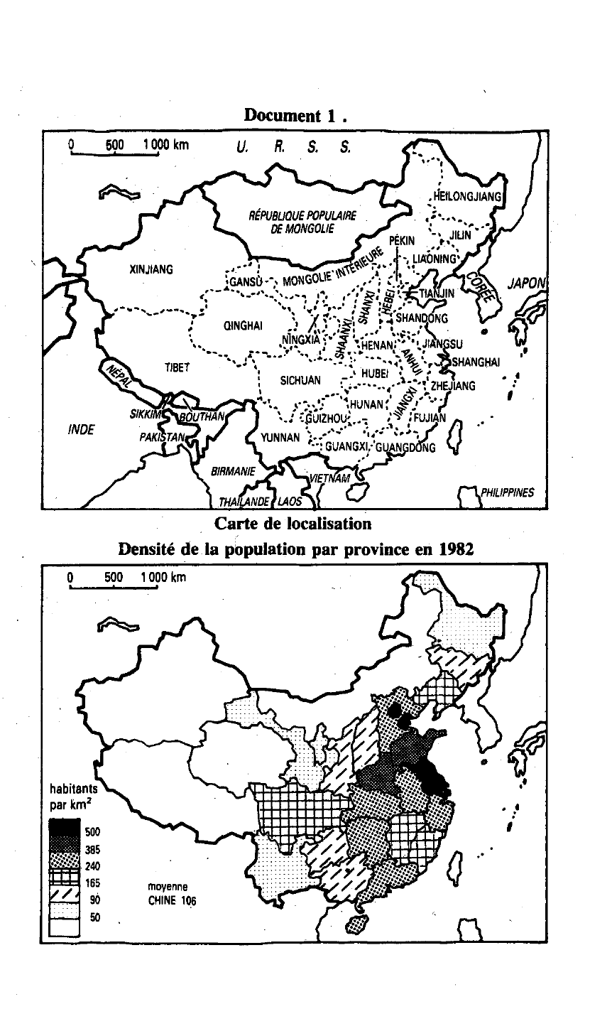 Prévisualisation du document LA POPULATION CHINOISE EN 1985 (géographie)
