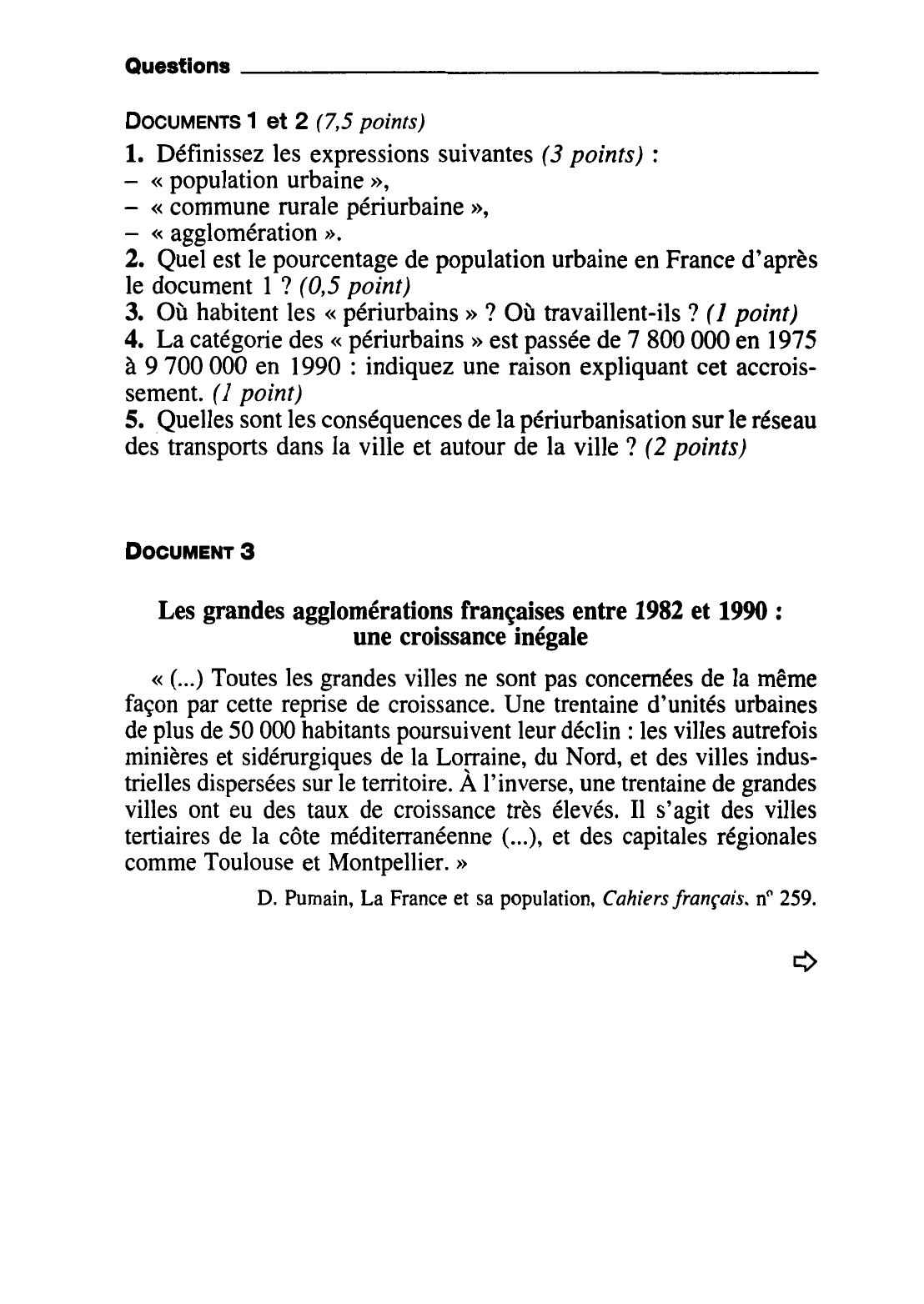 Prévisualisation du document La population urbaine en France ?