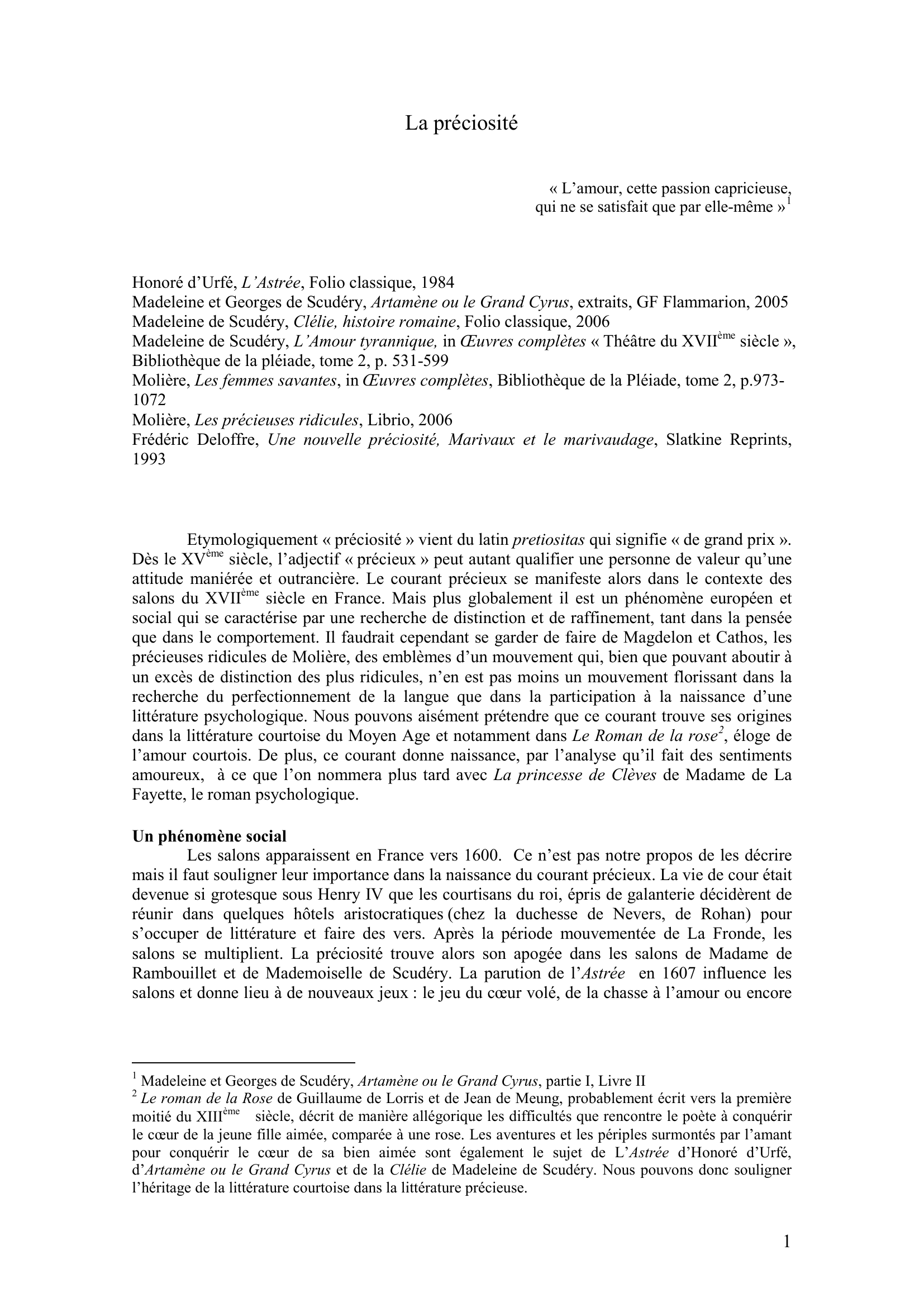 Prévisualisation du document La préciosité