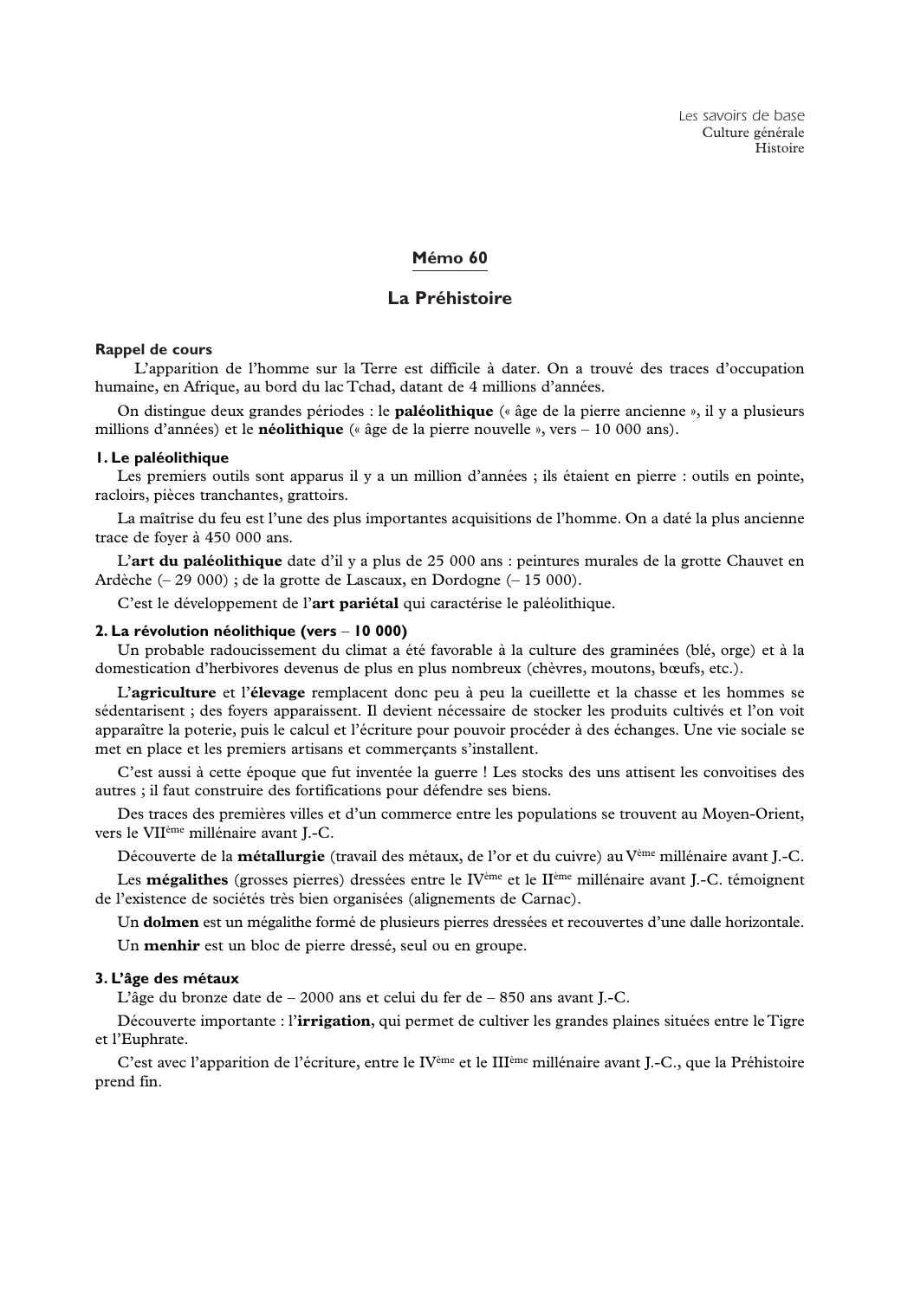 Prévisualisation du document La Préhistoire