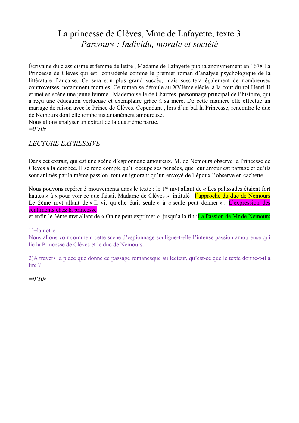Prévisualisation du document LA PRINCESSE CLEVE - LECTURE EXPRESSIVE