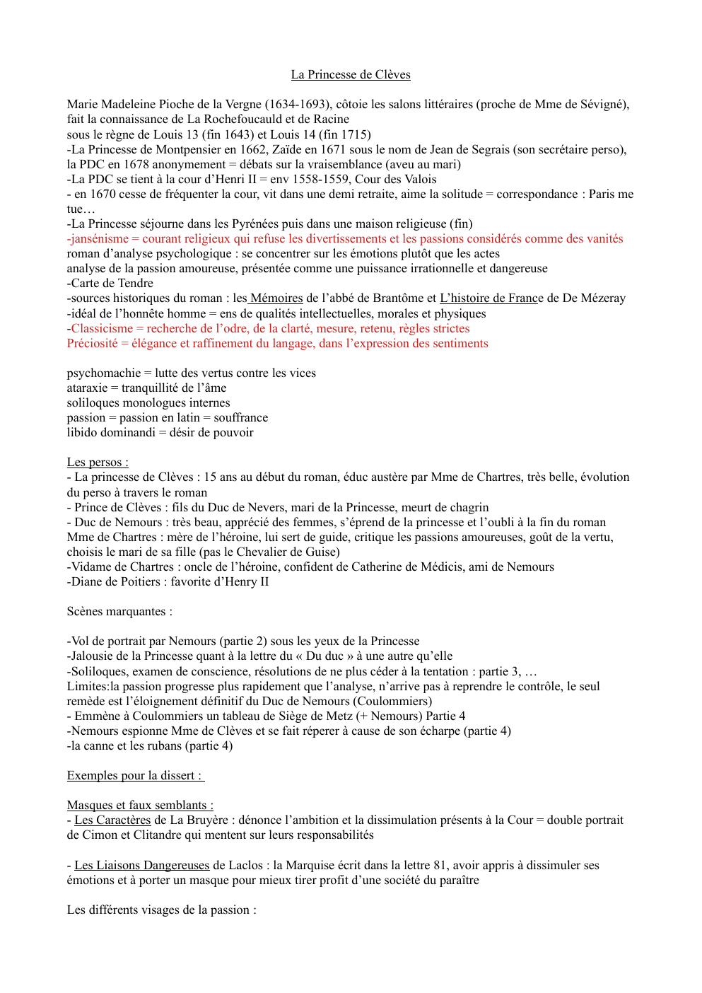 Prévisualisation du document La Princesse de Clèves fiche recap