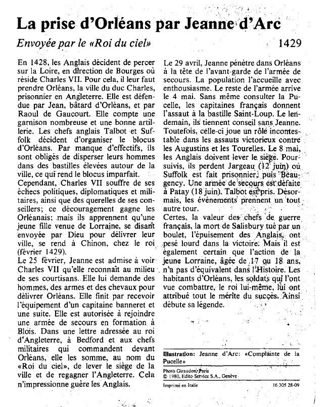 Prévisualisation du document La prise d'Orléans par Jeanne d'ArcEnvoyée par le «Roi du ciel».