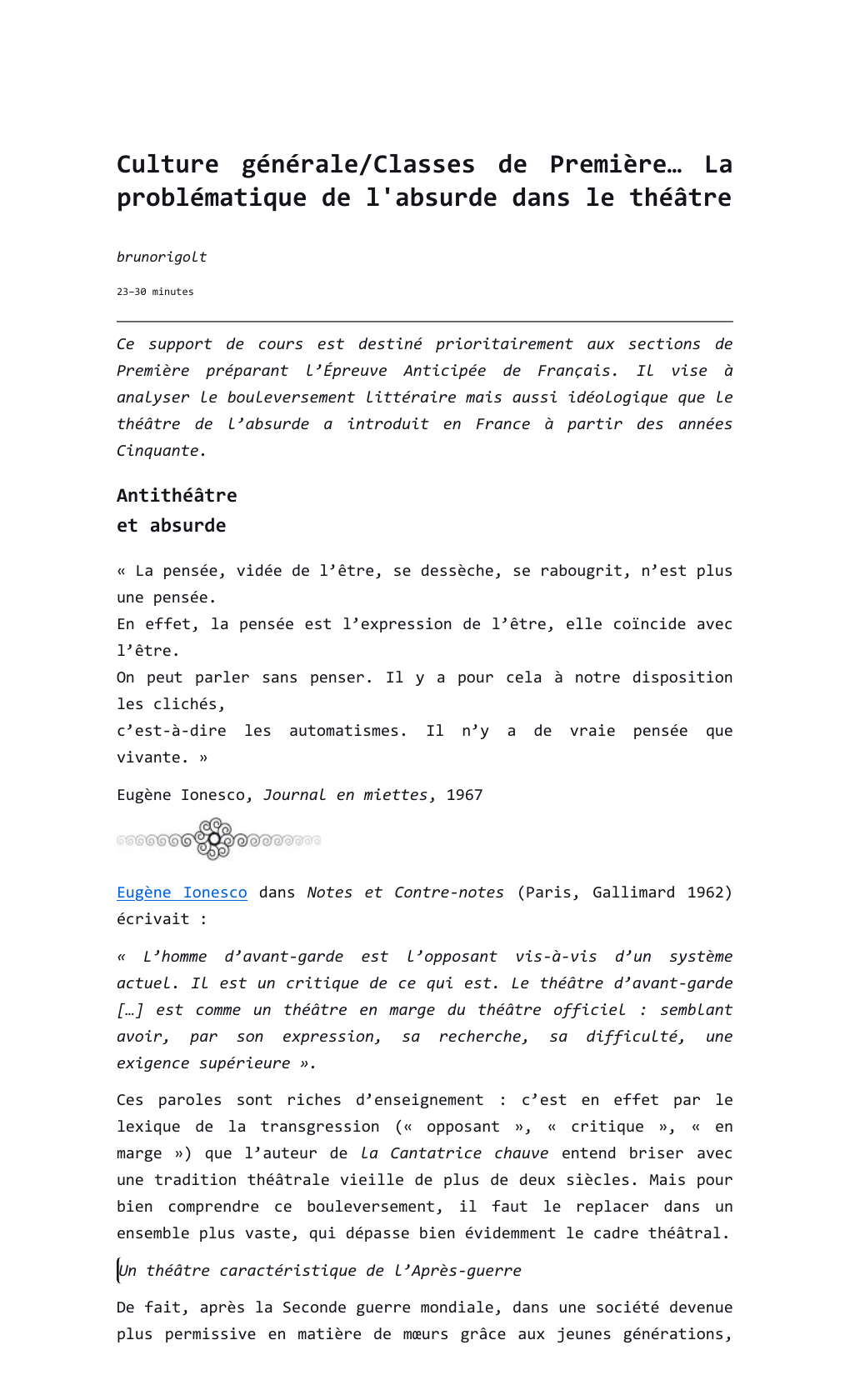 Prévisualisation du document La problématique de l'absurde dans le théâtre