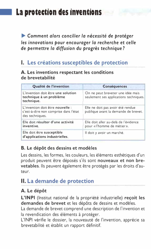 Prévisualisation du document La protection des inventions