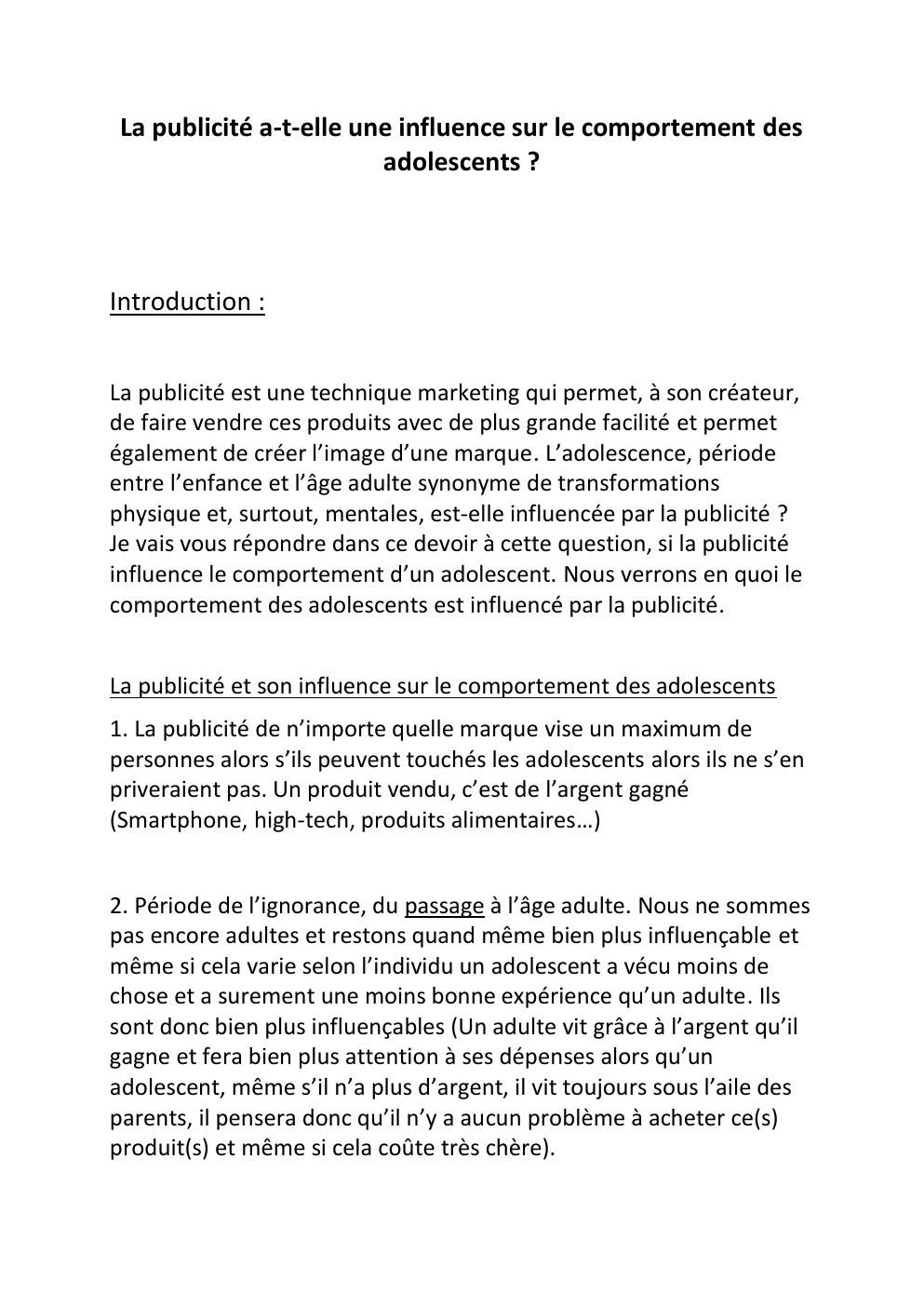 Prévisualisation du document La publicité a-t-elle une influence sur le comportement des adolescents ?