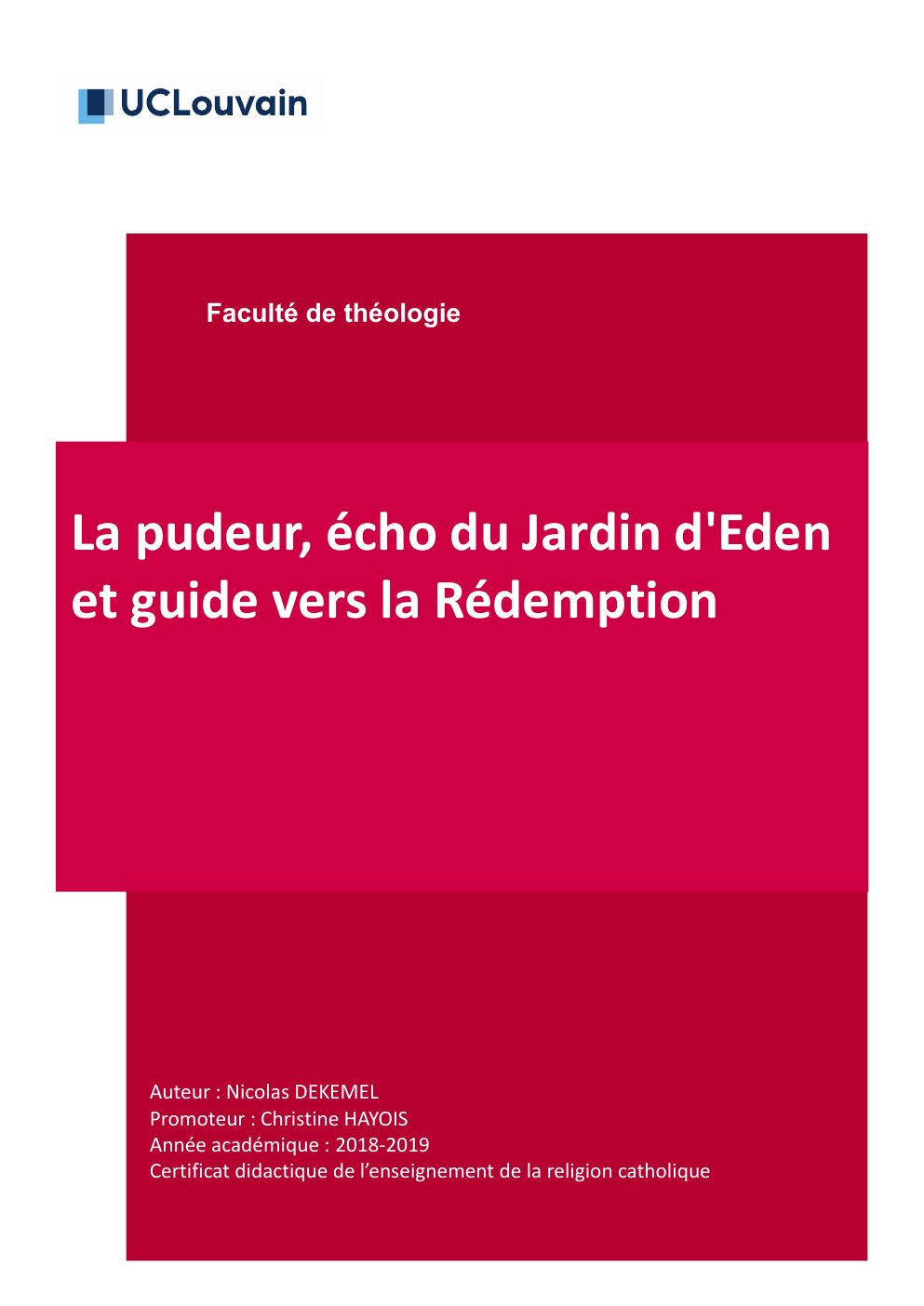 Prévisualisation du document La pudeur, écho du Jardin d'Eden (TFE, enseignement)