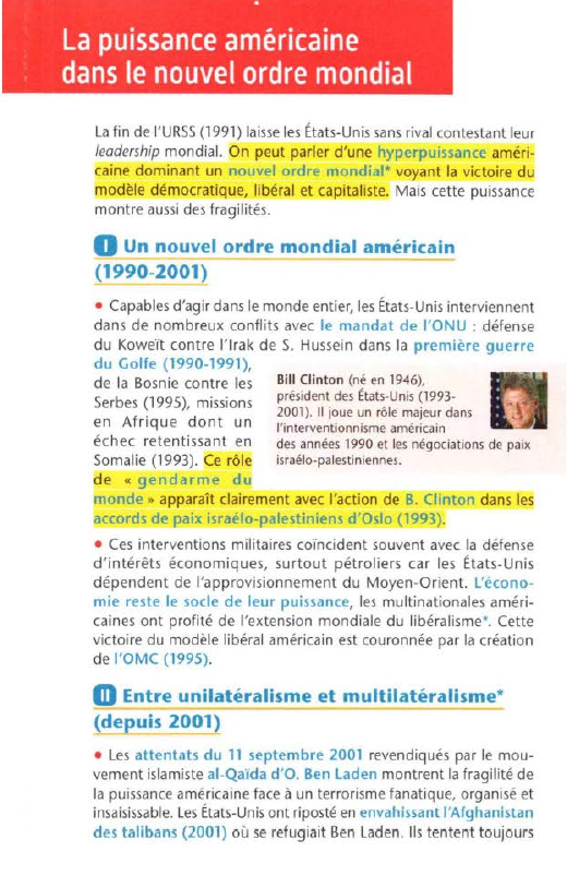 Prévisualisation du document .
'

La puissance américaine
dans le nouvel ordre mondial
La fin de l'URSS (1991) laisse les États-Unis sans rival...