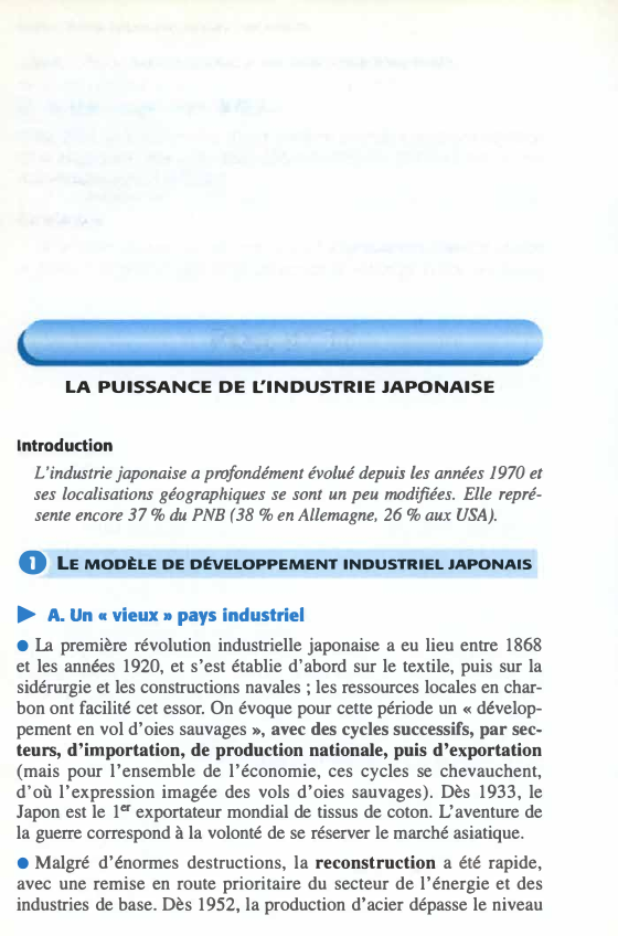 Prévisualisation du document LA PUISSANCE DE l:INDUSTRIE JAPONAISE
Introduction

L'industrie japonaise a profondément évolué depuis les années 1970 et
ses localisations géographiques se...
