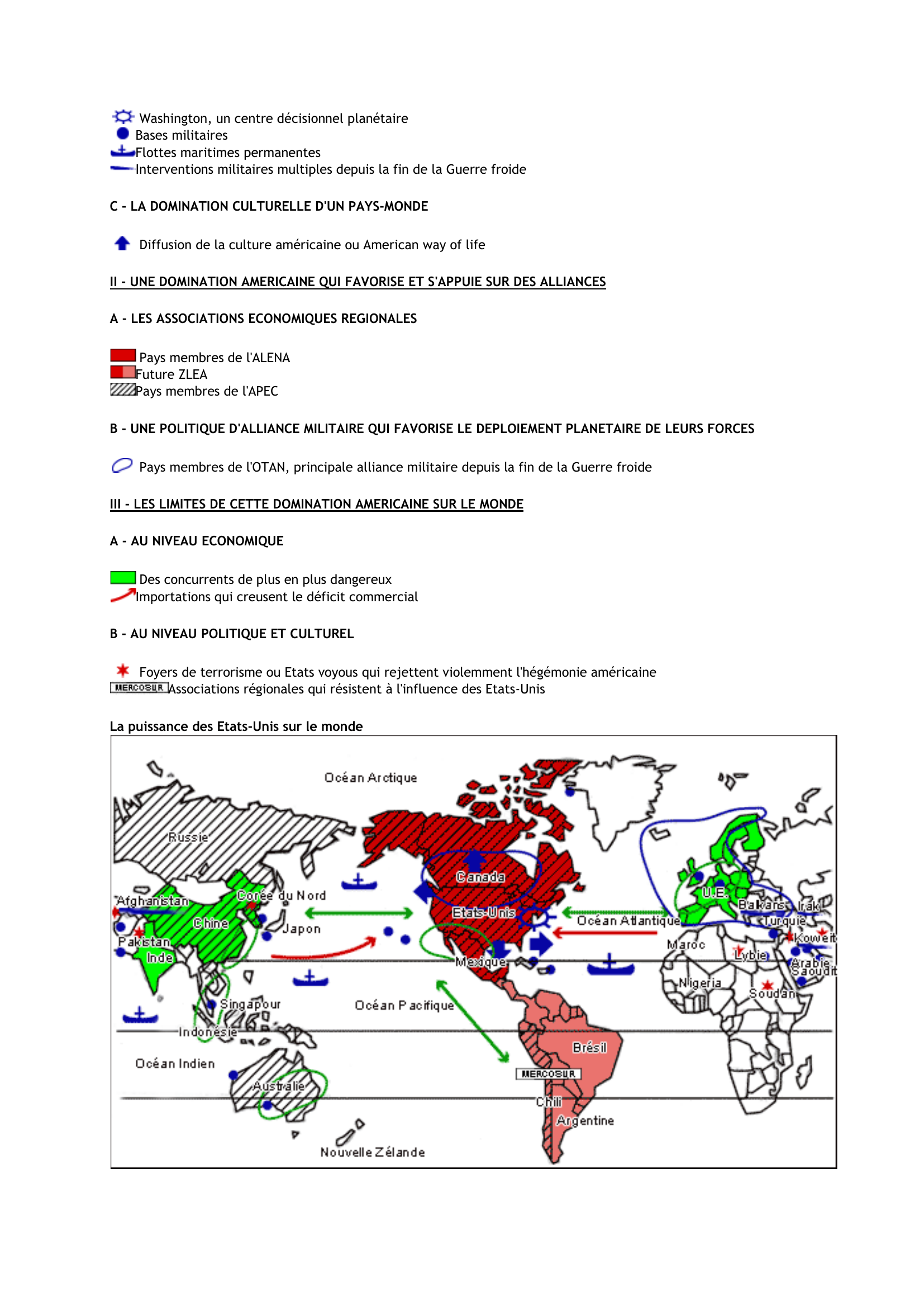 Prévisualisation du document La puissance des Etats-Unis dans le monde (croquis de géographie)