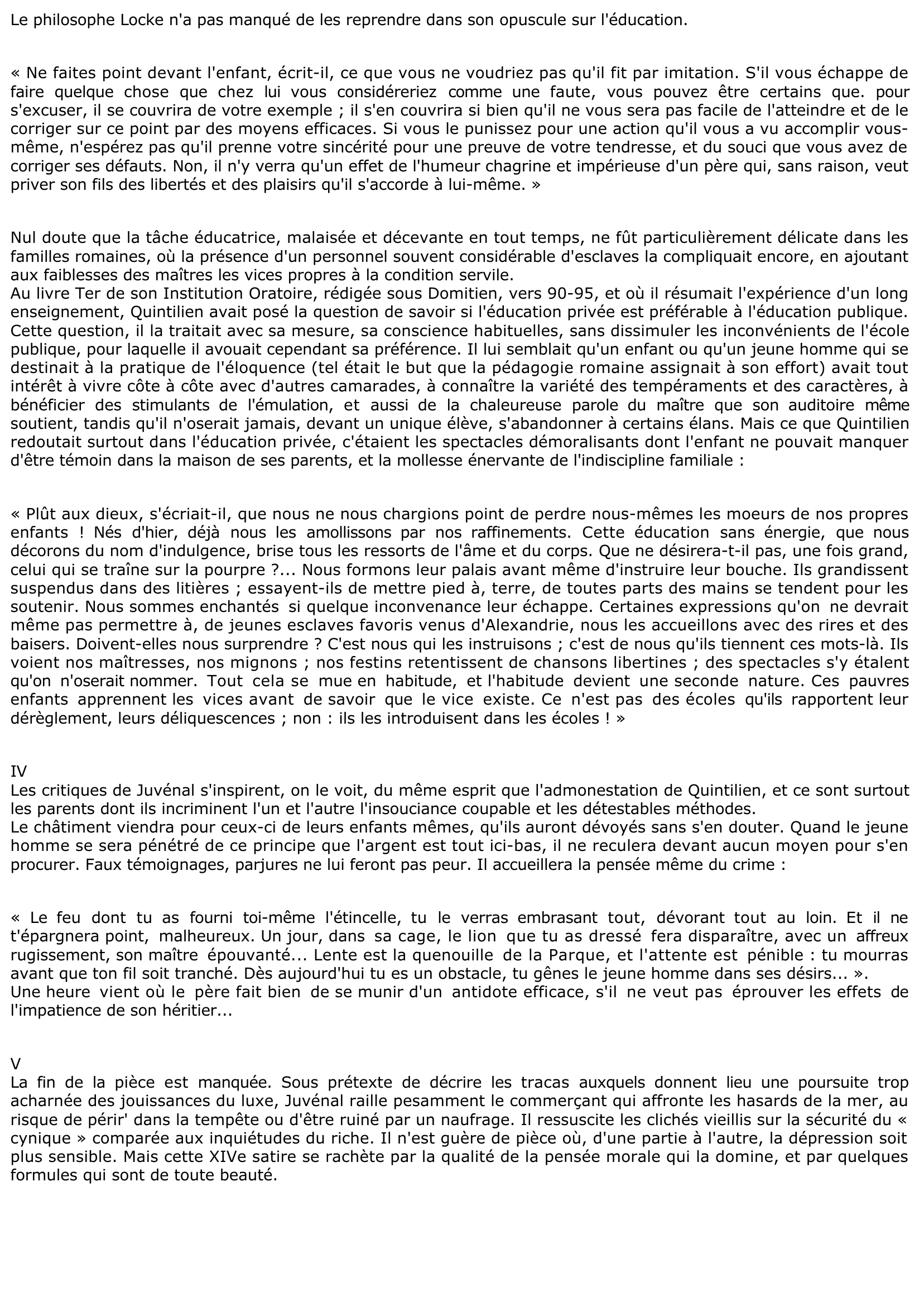 Prévisualisation du document LA QUATORZIÈME (14e) SATIRE DE JUVENAL: LA VERTU DE L'EXEMPLE