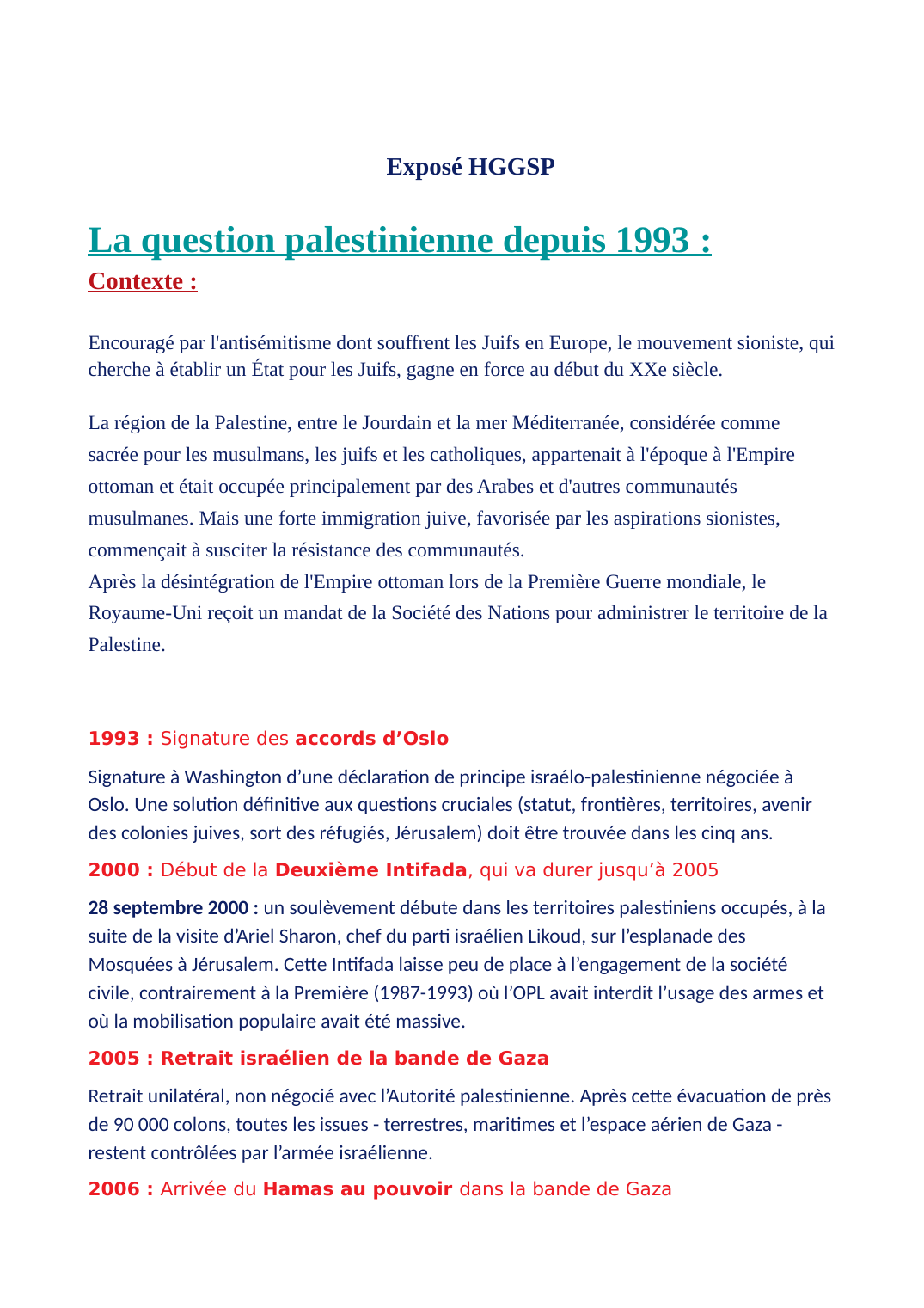 Prévisualisation du document la question israélo-palestiniennes depuis 1993