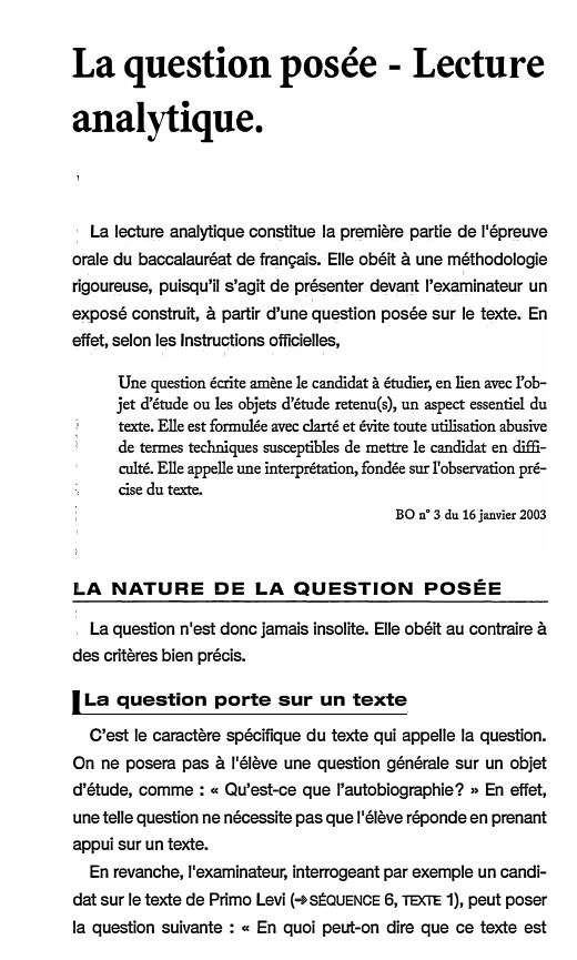 Prévisualisation du document La question posée - Lecture analytique.
