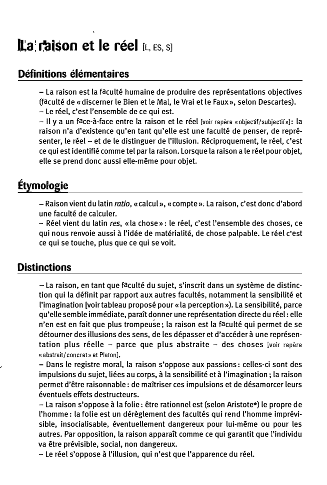 Prévisualisation du document •La raison et le réel [L, Es, s1
1 1

1

1

1

Définitions élémentaires
- La raison est la...