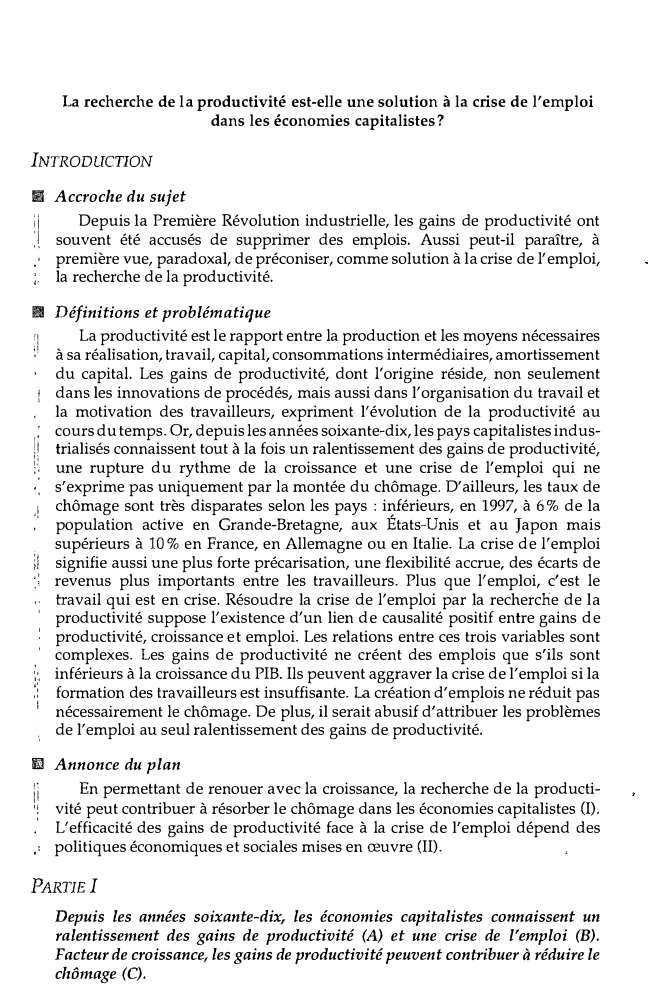 Prévisualisation du document La recherche de l a productivité est-elle une solution à la crise de l'emploi
dans les économies capitalistes?
INTRODUCTION

Il...