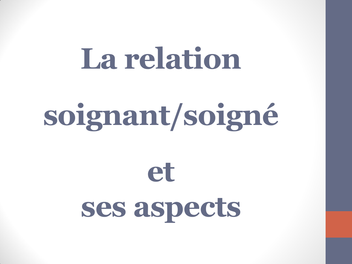 Prévisualisation du document La relation soignant/soigné  et ses aspects