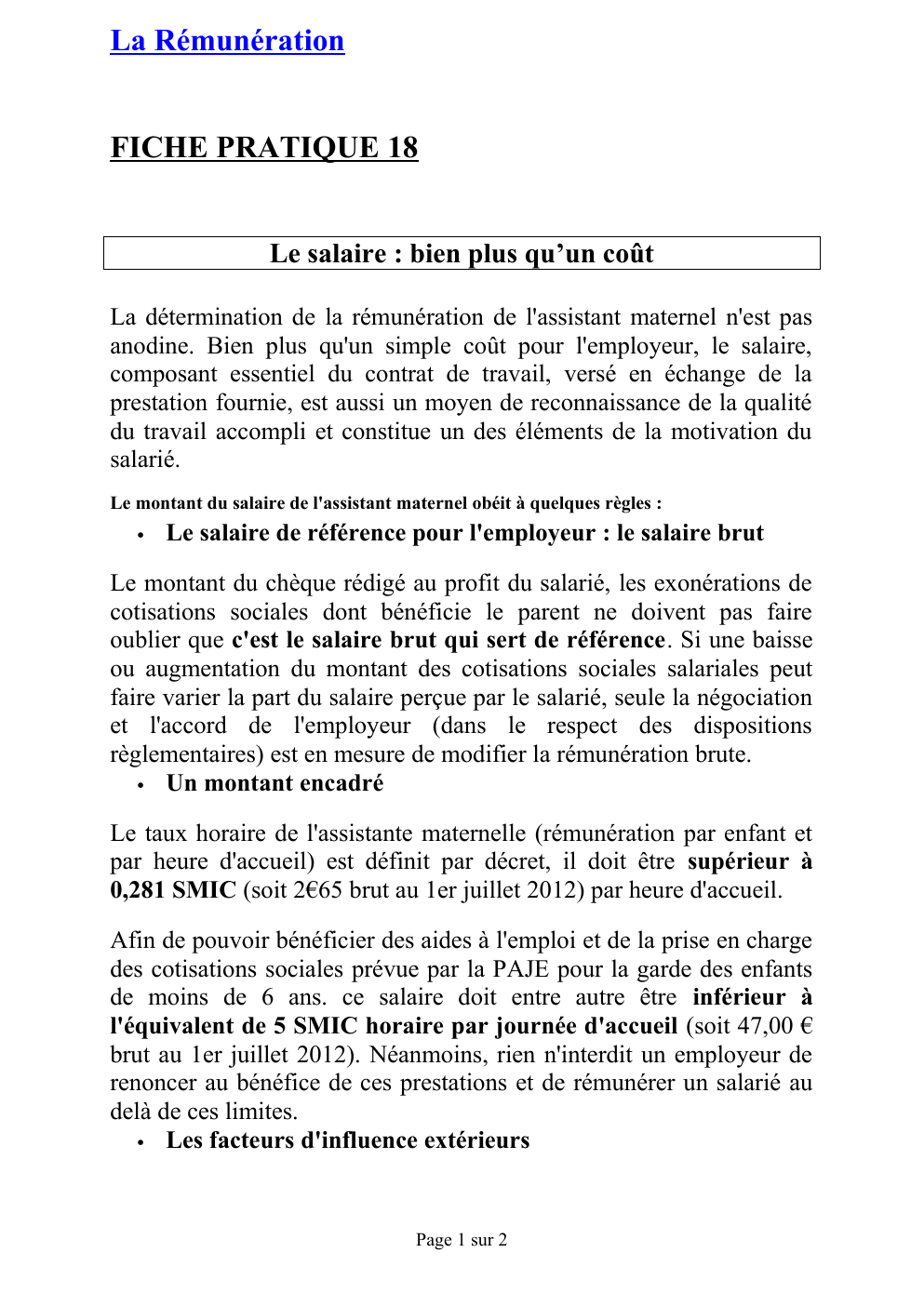 Prévisualisation du document La Rémunération FICHE PRATIQUE 18