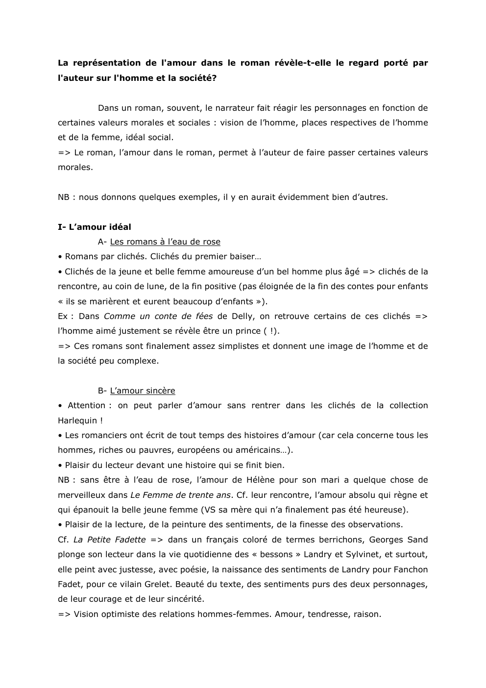 Prévisualisation du document La représentation de l'amour dans le roman révèle-t-elle le regard porté par
l'auteur sur l'homme et la société?
Dans un...
