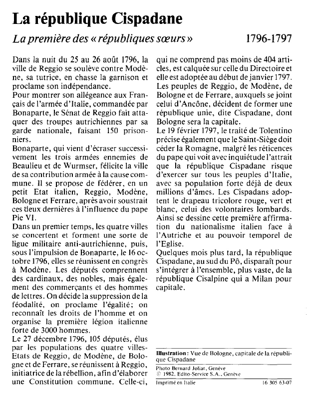 Prévisualisation du document La république CispadaneLa première des « républiques soeurs ».