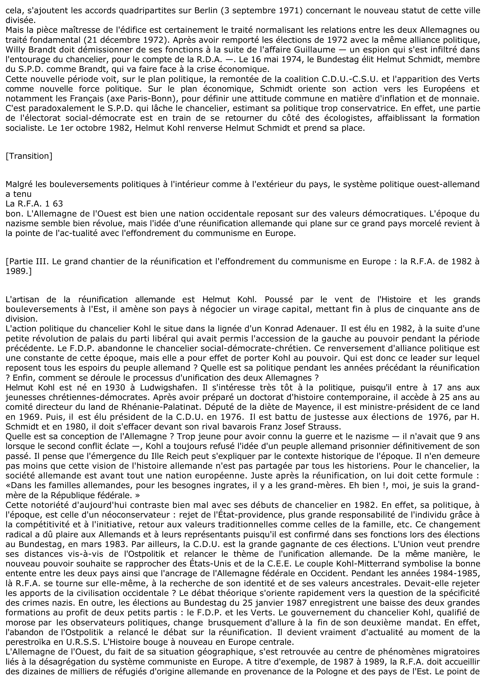 Prévisualisation du document La République fédérale d'Allemagne de 1945 à 1989 : origine, formation et évolution.