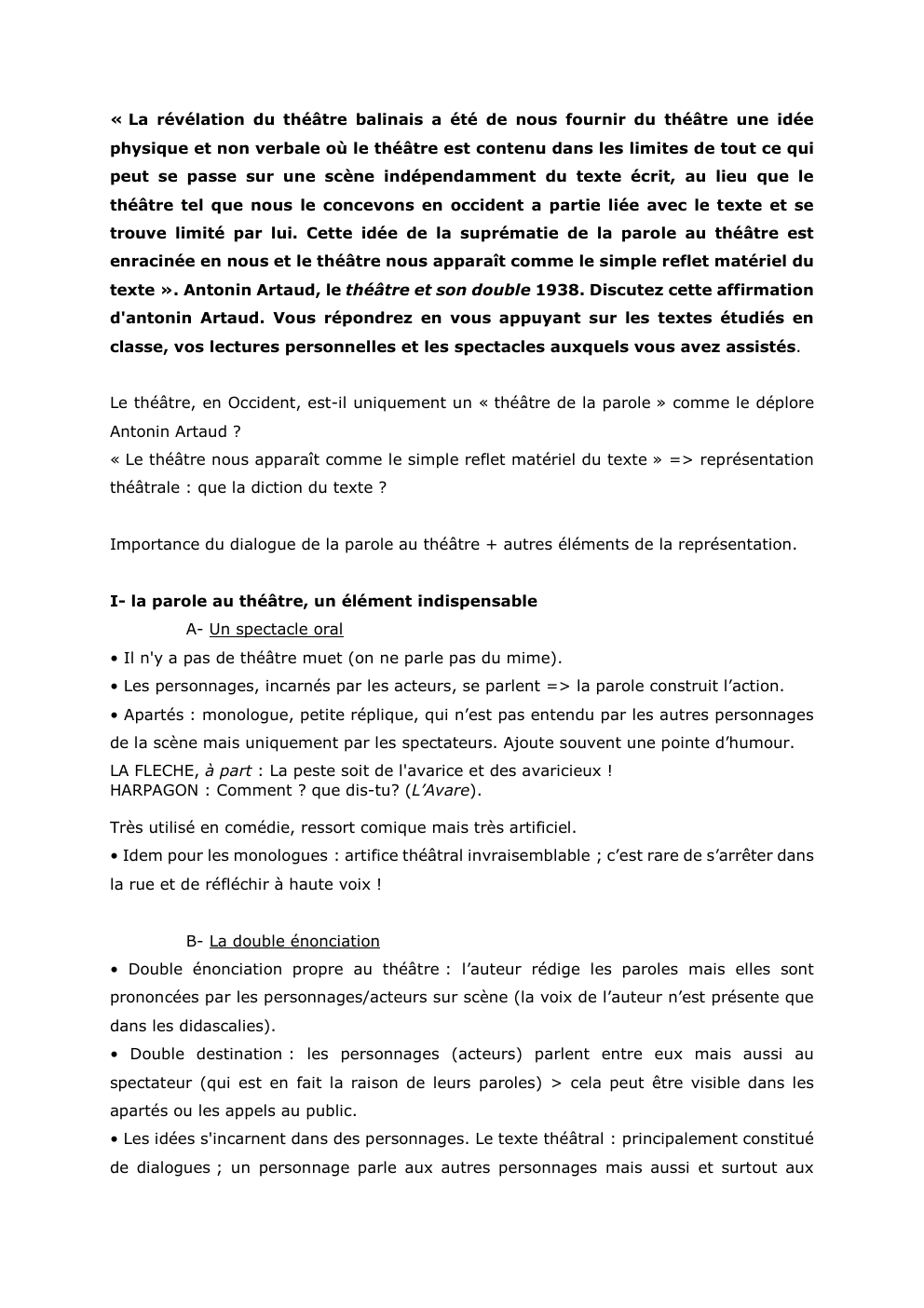 Prévisualisation du document « La révélation du théâtre balinais a été de nous fournir du théâtre une idée
physique et non verbale où...