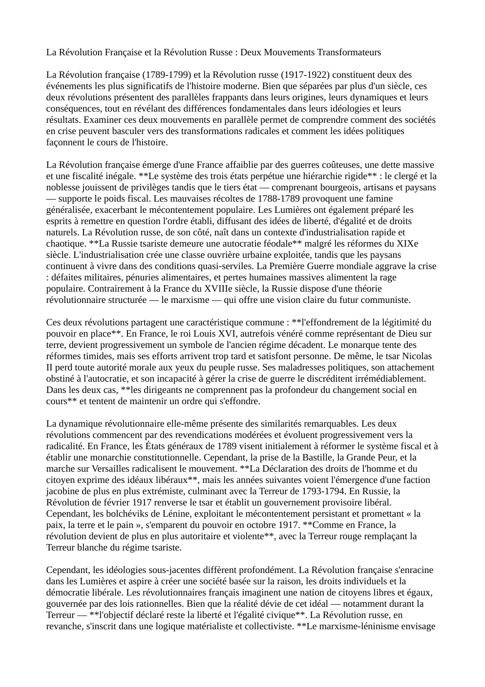 Prévisualisation du document La Révolution Française et la Révolution Russe