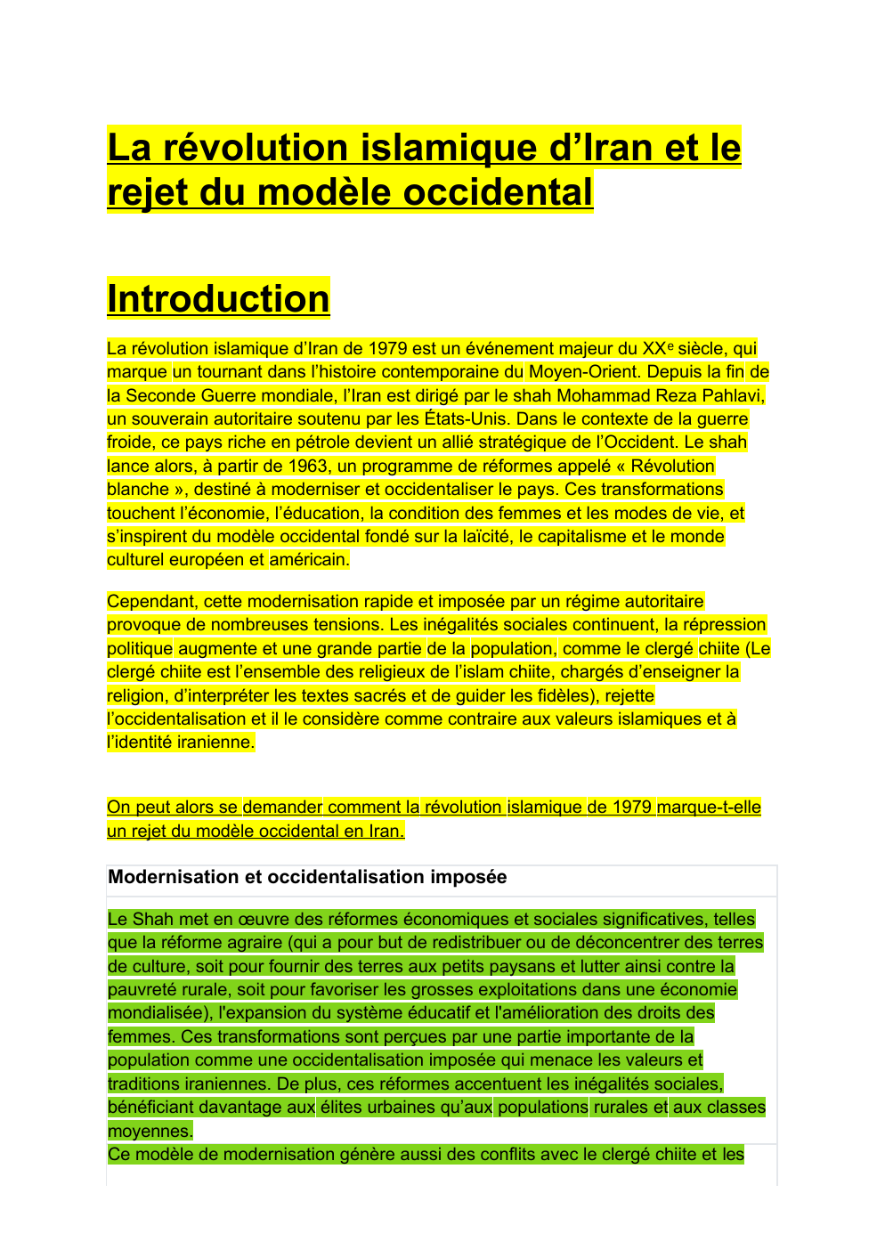 Prévisualisation du document la révolution islamique et le rejet du modèle occidental