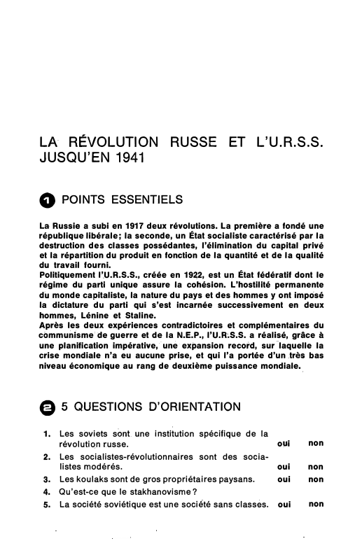 Prévisualisation du document LA RÉVOLUTION RUSSE ET L'U.R.S.S.
JUSQU'EN 1941

0

POINTS ESSENTIELS

La Russie a subi en 1917 deux révolutions. La première...