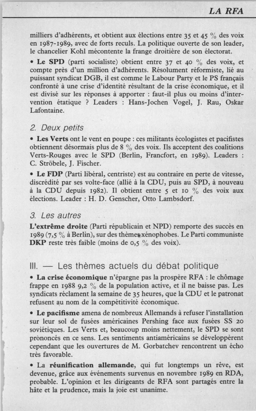 Prévisualisation du document LA RFA          UNE RÉPUBLIQUE PARLEMENTAIRE  ET FÉDÉRALE