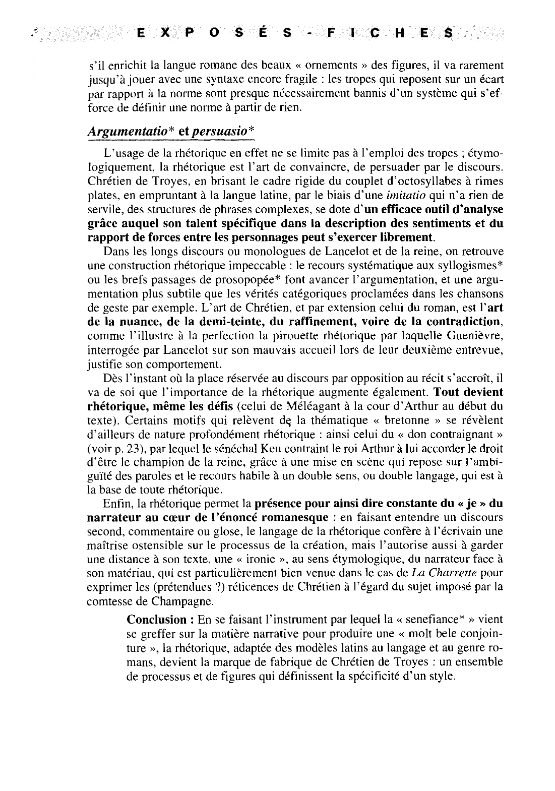 Prévisualisation du document La rhétorique : Le Chevalier à la charrette, de Chrétien de Troyes