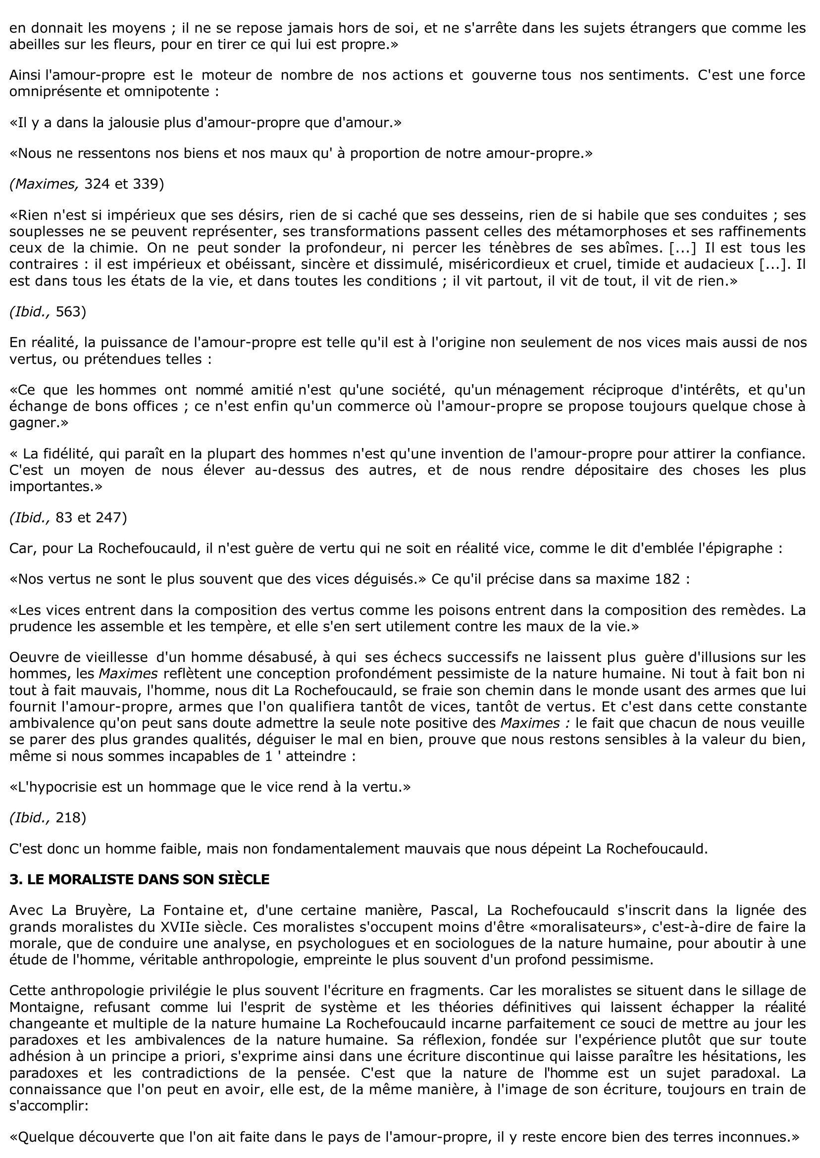 Prévisualisation du document LA ROCHEFOUCAULD: MAXIMES (Fiche de lecture et analyse)