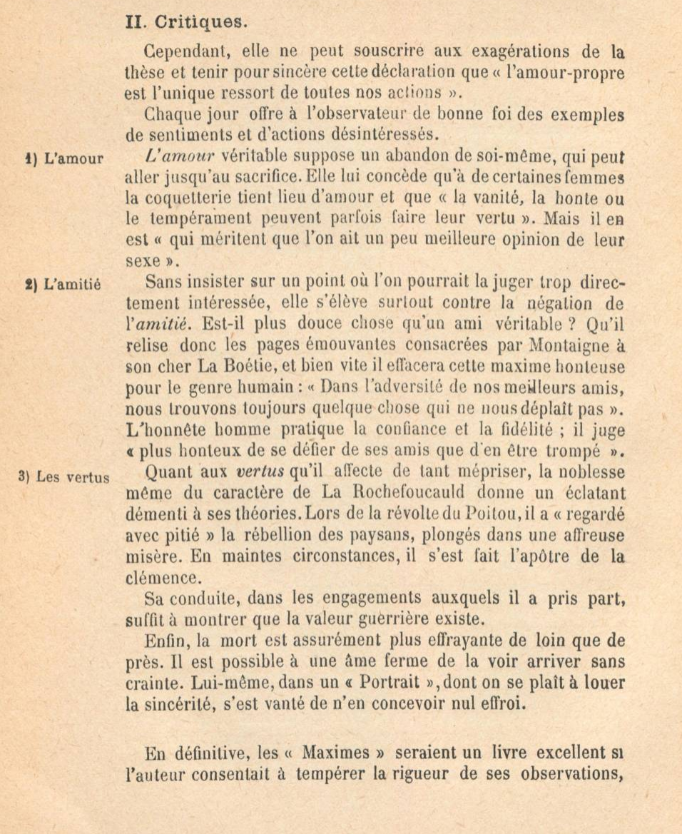 Prévisualisation du document La Rochefoucauld vient d'envoyer à Mme de La Fayette le manuscrit de ses « Maximes ». Composez la lettre qu'elle lui adresse pour essayer de réfuter les exagérations de sa thèse.