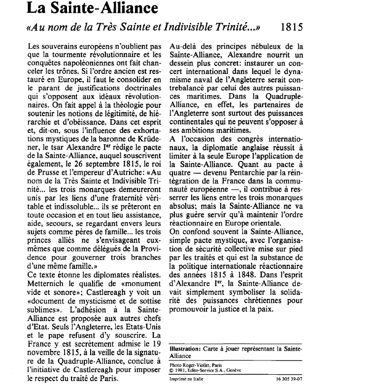 Prévisualisation du document La Sainte-Alliance«Au nom de la Très Sainte et Indivisible Trinité.