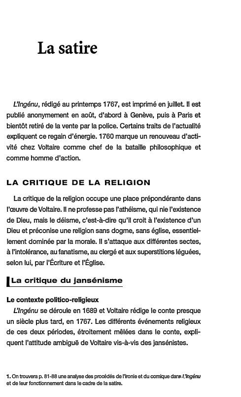 Prévisualisation du document La satire
L:/ngénu, rédigé au printemps 1767, est imprimé en juillet li est
publié anonymement en août, d'abord à Genève,...