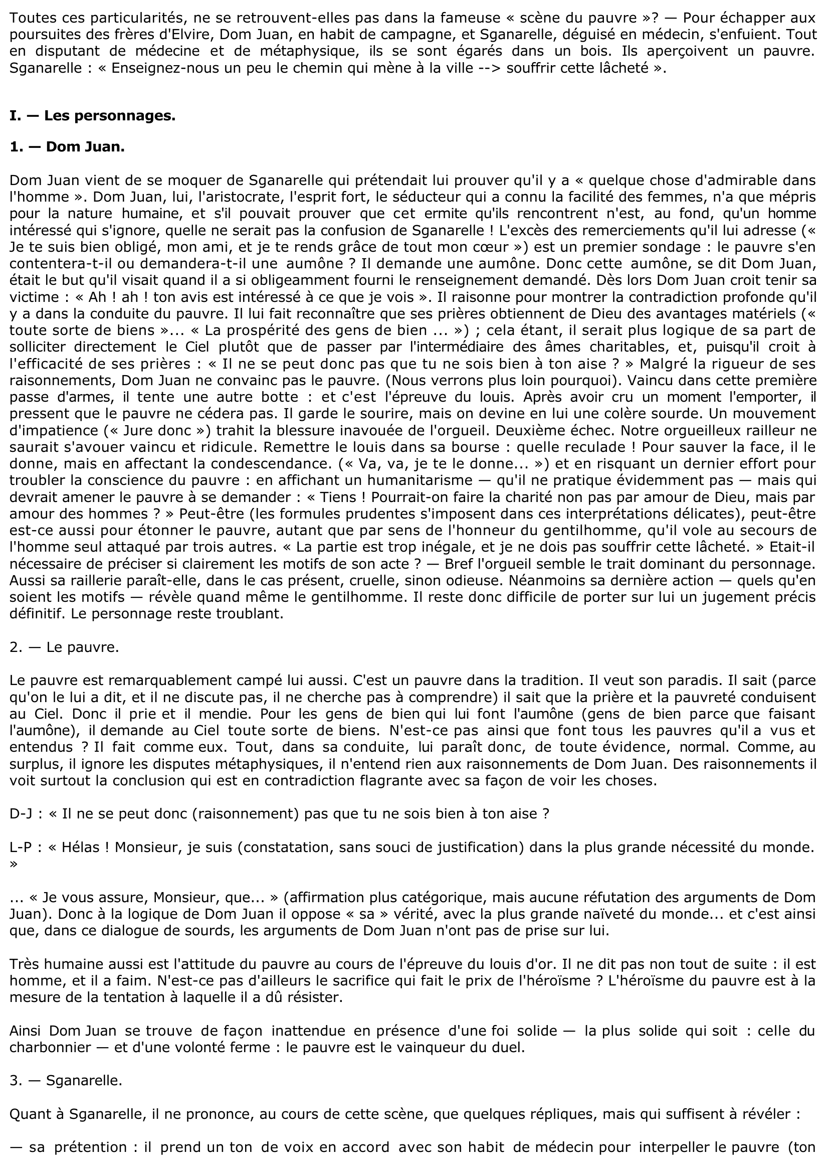 Prévisualisation du document LA SCÈNE DU PAUVRE (III-2) - DOM JUAN de MOLIÈRE