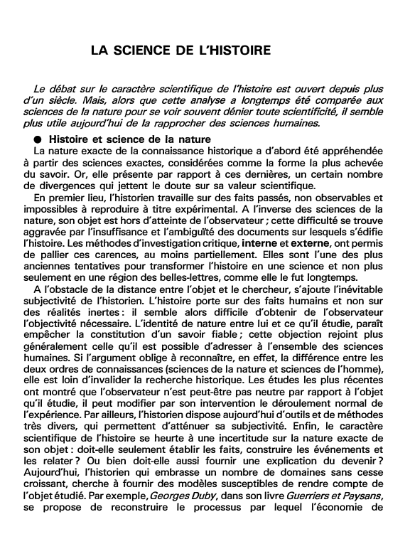 Prévisualisation du document LA SCIENCE DE L'HISTOIRE (fiche bac)